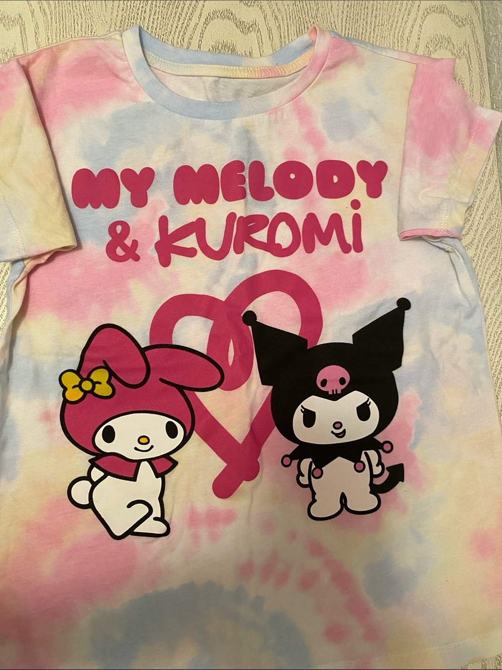 Sanrio My Melody & Kuromi Tie-Dye Tee in Pink and Blue